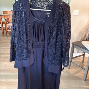 R&M Richards Navy Blue Lace Wedding Dress